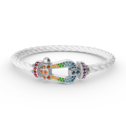 [⭐Maelin]FORC LARGE HORSESHOE  COLORED DIAMOND BRACELET SILVER