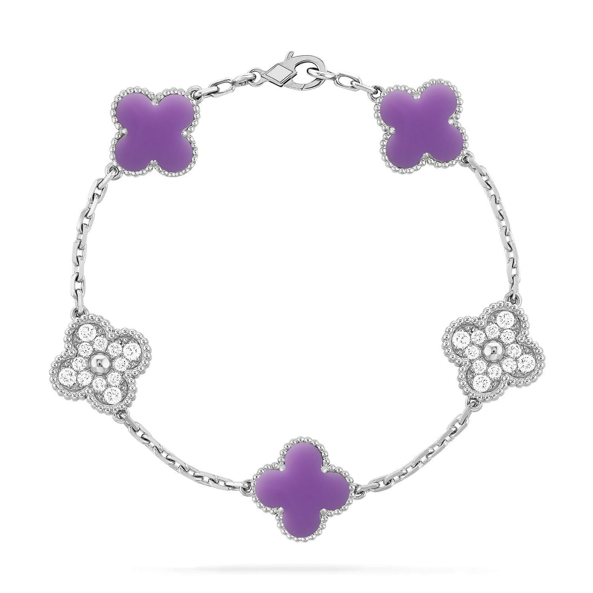 [⭐Maelin]CLOVER 5 MOTIF LIGHT PURPLE BRACELET COLLECTION