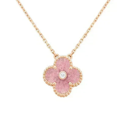 [⭐Maelin]CLOVER 15MM DIAMOND RHODONITE NECKLACE