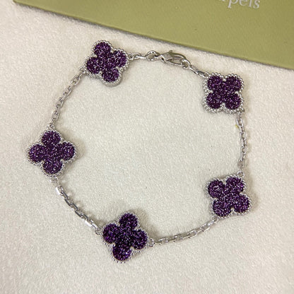 [⭐Maelin]NEW PURPLE SAND-GOLD FOUR-LEAF CLOVER 5-FLOWER BRACELET