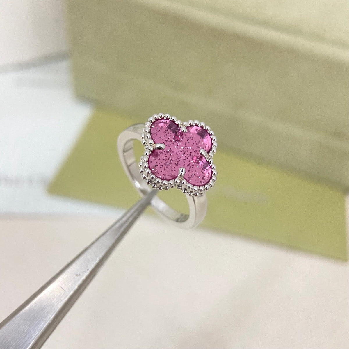 [⭐Maelin]NEW ROSE QUARTZ FOUR-LEAF CLOVER RING