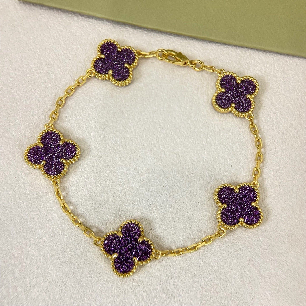 [⭐Maelin]NEW PURPLE SAND-GOLD FOUR-LEAF CLOVER 5-FLOWER BRACELET