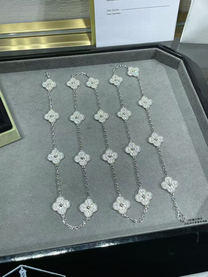 [⭐Maelin]CLOVER 20 MOTIFS FULL-DIAMOND NECKLACE