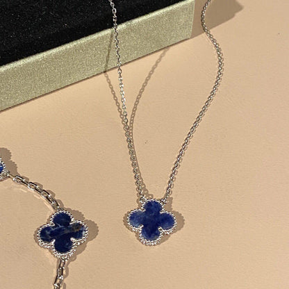 [⭐Maelin]CLOVER 15MM PIETERSITE NECKLACE SILVER