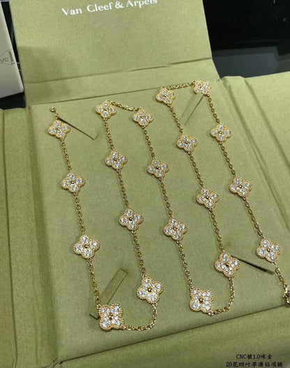 [⭐Maelin]CLOVER 20 MOTIFS FULL-DIAMOND NECKLACE
