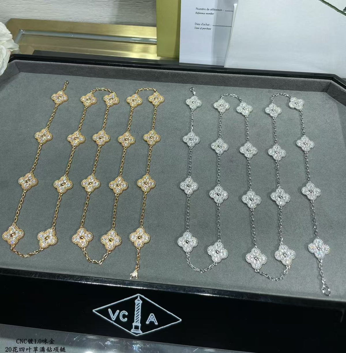 [⭐Maelin]CLOVER 20 MOTIFS FULL-DIAMOND NECKLACE