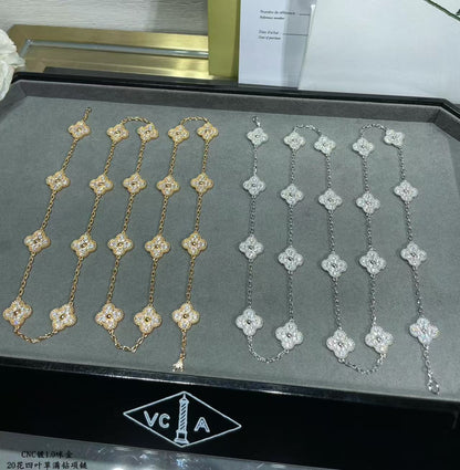 [⭐Maelin]CLOVER 20 MOTIFS FULL-DIAMOND NECKLACE
