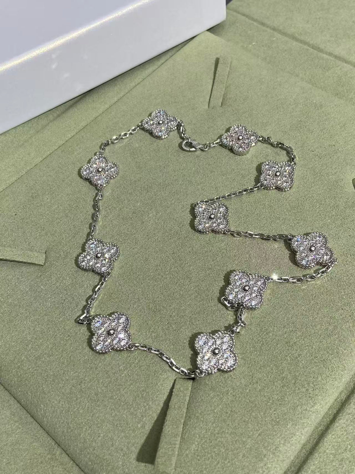[⭐Maelin]CLOVER 10 MOTIFS  FULL DIAMOND NECKLACE