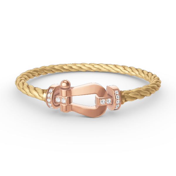 [⭐Maelin]FORCE LARGE HORSESHOE HALF DIAMOND BRACELET ROSE GOLD