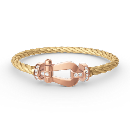 [⭐Maelin]FORCE LARGE HORSESHOE HALF DIAMOND BRACELET ROSE GOLD