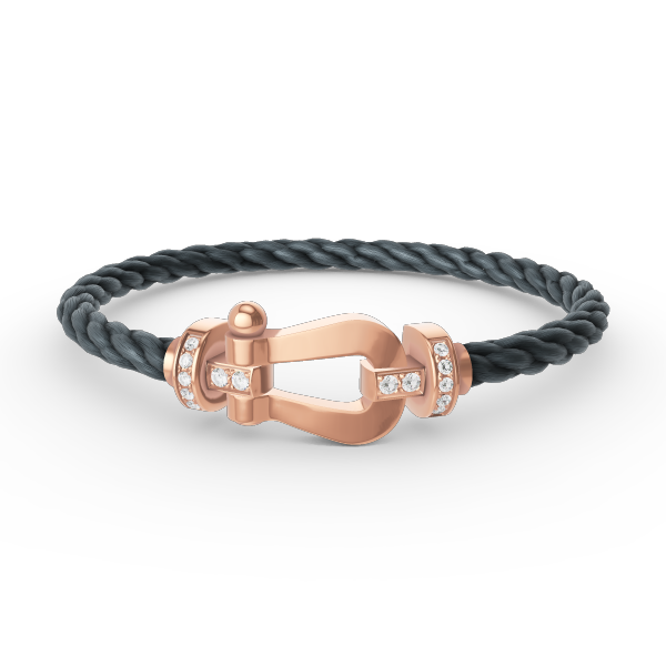 [⭐Maelin]FORCE LARGE HORSESHOE HALF DIAMOND BRACELET ROSE GOLD