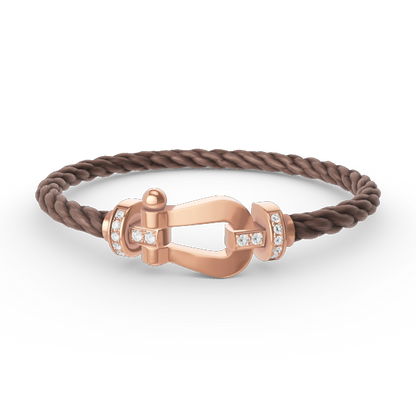 [⭐Maelin]FORCE LARGE HORSESHOE HALF DIAMOND BRACELET ROSE GOLD