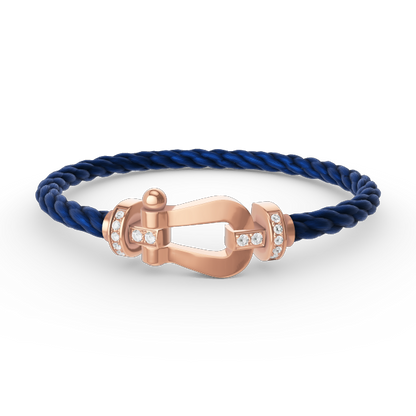[⭐Maelin]FORCE LARGE HORSESHOE HALF DIAMOND BRACELET ROSE GOLD