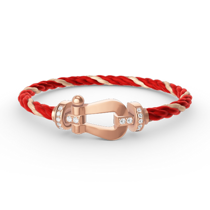 [⭐Maelin]FORCE LARGE HORSESHOE HALF DIAMOND BRACELET ROSE GOLD