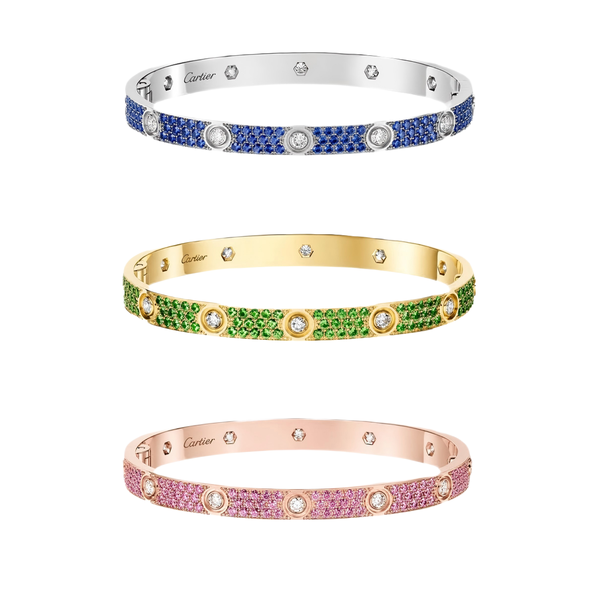 [⭐Maelin]2026 PAVE GEMSTONE LOVE BRACELET 6.1MM 10 DIAMONDS