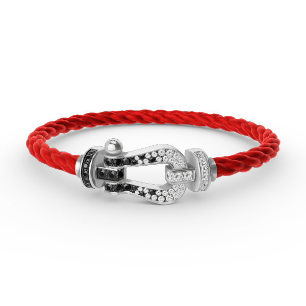 [⭐Maelin]FORCE LARGE HORSESHOE BLACK WHITE DIAMOND BRACELET SILVER