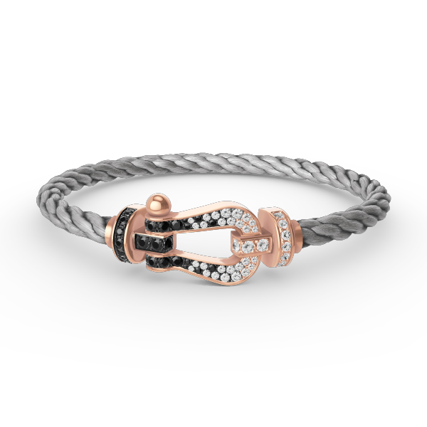 [⭐Maelin]FORCE LARGE HORSESHOE BLACK WHITE DIAMOND BRACELET ROSE GOLD