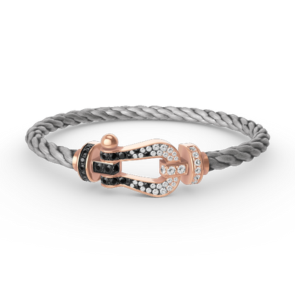 [⭐Maelin]FORCE LARGE HORSESHOE BLACK WHITE DIAMOND BRACELET ROSE GOLD
