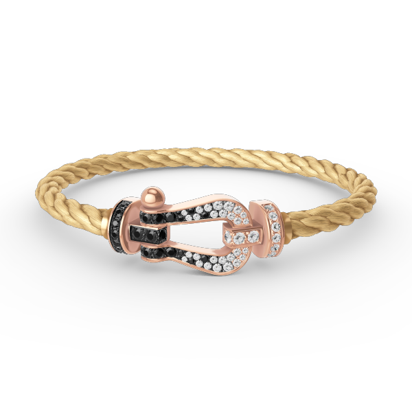[⭐Maelin]FORCE LARGE HORSESHOE BLACK WHITE DIAMOND BRACELET ROSE GOLD
