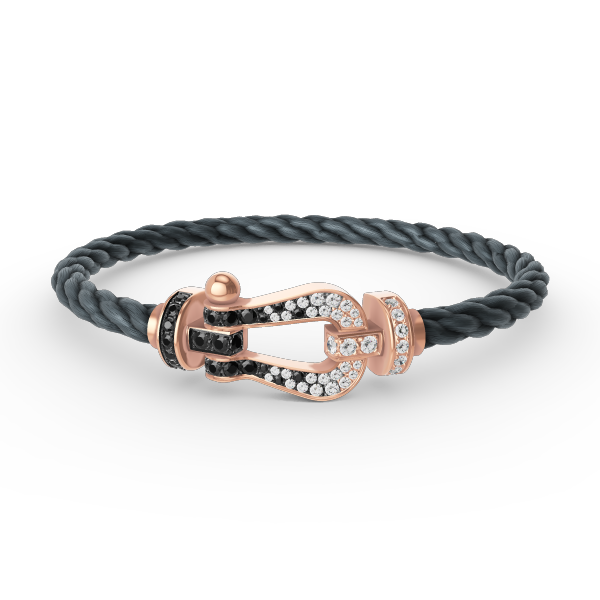 [⭐Maelin]FORCE LARGE HORSESHOE BLACK WHITE DIAMOND BRACELET ROSE GOLD