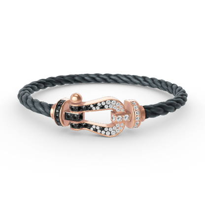 [⭐Maelin]FORCE LARGE HORSESHOE BLACK WHITE DIAMOND BRACELET ROSE GOLD
