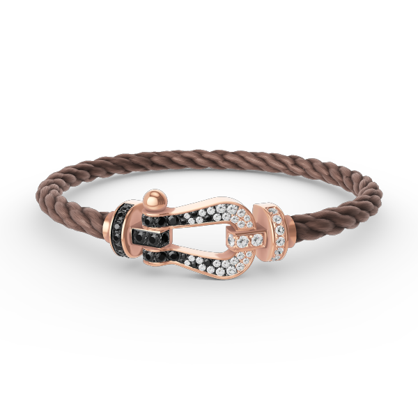 [⭐Maelin]FORCE LARGE HORSESHOE BLACK WHITE DIAMOND BRACELET ROSE GOLD