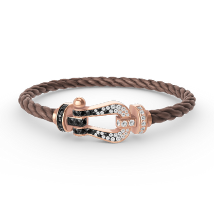[⭐Maelin]FORCE LARGE HORSESHOE BLACK WHITE DIAMOND BRACELET ROSE GOLD