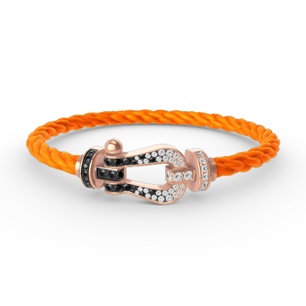 [⭐Maelin]FORCE LARGE HORSESHOE BLACK WHITE DIAMOND BRACELET ROSE GOLD