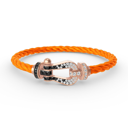 [⭐Maelin]FORCE LARGE HORSESHOE BLACK WHITE DIAMOND BRACELET ROSE GOLD