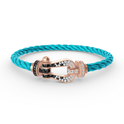 [⭐Maelin]FORCE LARGE HORSESHOE BLACK WHITE DIAMOND BRACELET ROSE GOLD