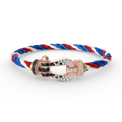 [⭐Maelin]FORCE LARGE HORSESHOE BLACK WHITE DIAMOND BRACELET ROSE GOLD