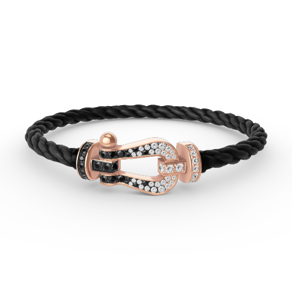 [⭐Maelin]FORCE LARGE HORSESHOE BLACK WHITE DIAMOND BRACELET ROSE GOLD