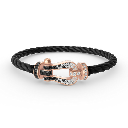 [⭐Maelin]FORCE LARGE HORSESHOE BLACK WHITE DIAMOND BRACELET ROSE GOLD