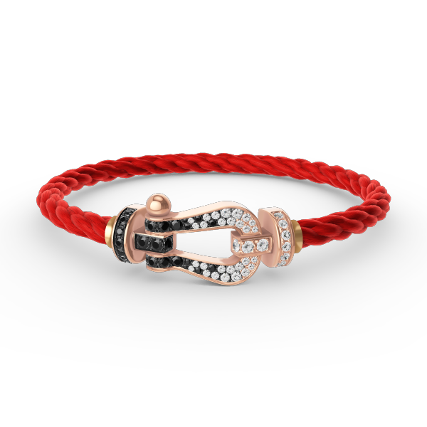 [⭐Maelin]FORCE LARGE HORSESHOE BLACK WHITE DIAMOND BRACELET ROSE GOLD
