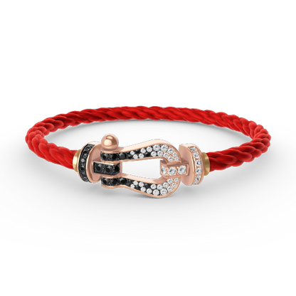 [⭐Maelin]FORCE LARGE HORSESHOE BLACK WHITE DIAMOND BRACELET ROSE GOLD