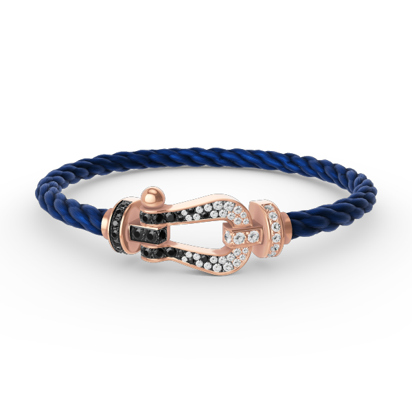 [⭐Maelin]FORCE LARGE HORSESHOE BLACK WHITE DIAMOND BRACELET ROSE GOLD