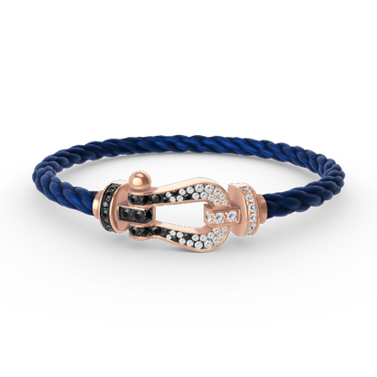 [⭐Maelin]FORCE LARGE HORSESHOE BLACK WHITE DIAMOND BRACELET ROSE GOLD