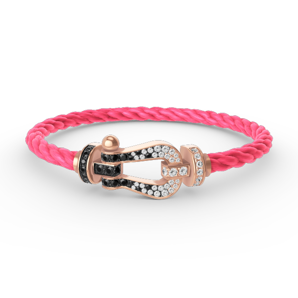 [⭐Maelin]FORCE LARGE HORSESHOE BLACK WHITE DIAMOND BRACELET ROSE GOLD