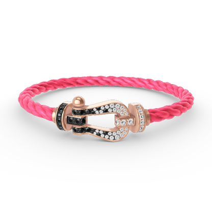 [⭐Maelin]FORCE LARGE HORSESHOE BLACK WHITE DIAMOND BRACELET ROSE GOLD