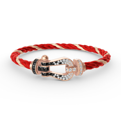 [⭐Maelin]FORCE LARGE HORSESHOE BLACK WHITE DIAMOND BRACELET ROSE GOLD