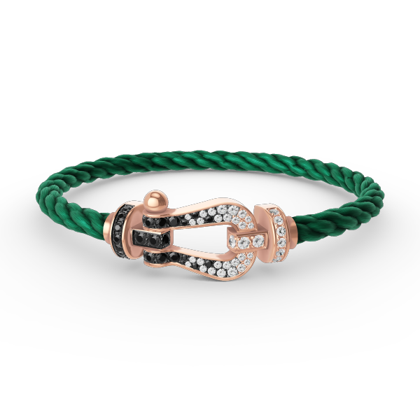 [⭐Maelin]FORCE LARGE HORSESHOE BLACK WHITE DIAMOND BRACELET ROSE GOLD