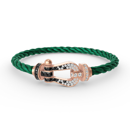 [⭐Maelin]FORCE LARGE HORSESHOE BLACK WHITE DIAMOND BRACELET ROSE GOLD