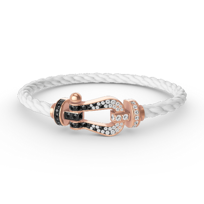 [⭐Maelin]FORCE LARGE HORSESHOE BLACK WHITE DIAMOND BRACELET ROSE GOLD