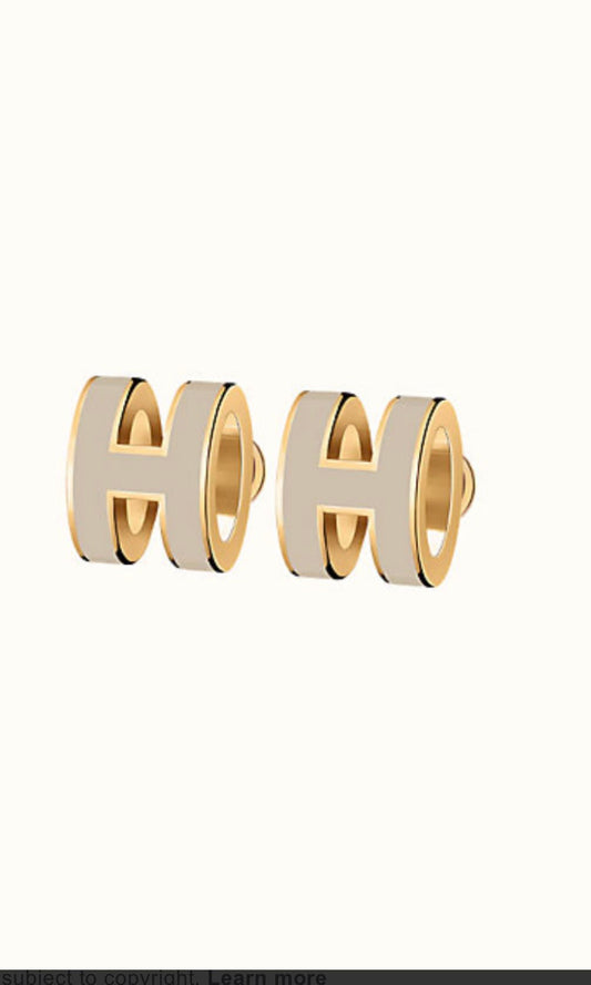 [⭐Maelin]MINI POP H GOLD EARRINGS GREY