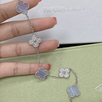 [⭐Maelin] CLOVER 5 MOTIF PURPLE CHALCEDONY BRACELET COLLECTION