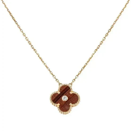 [⭐Maelin]CLOVER 15MM DIAMOND AND YELLOW TIGER'S EYE AGATE necklace