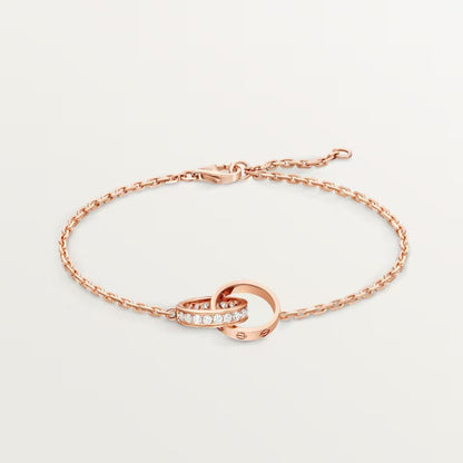 [⭐Maelin]LOVE DOUBLE RING HALF DIAMOND BRACELET