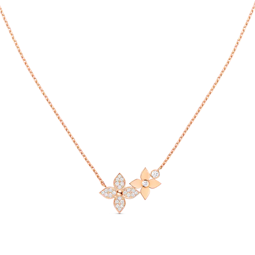 [⭐Maelin]STAR BLOSSOM NECKLACE PINK GOLD DIAMONDS