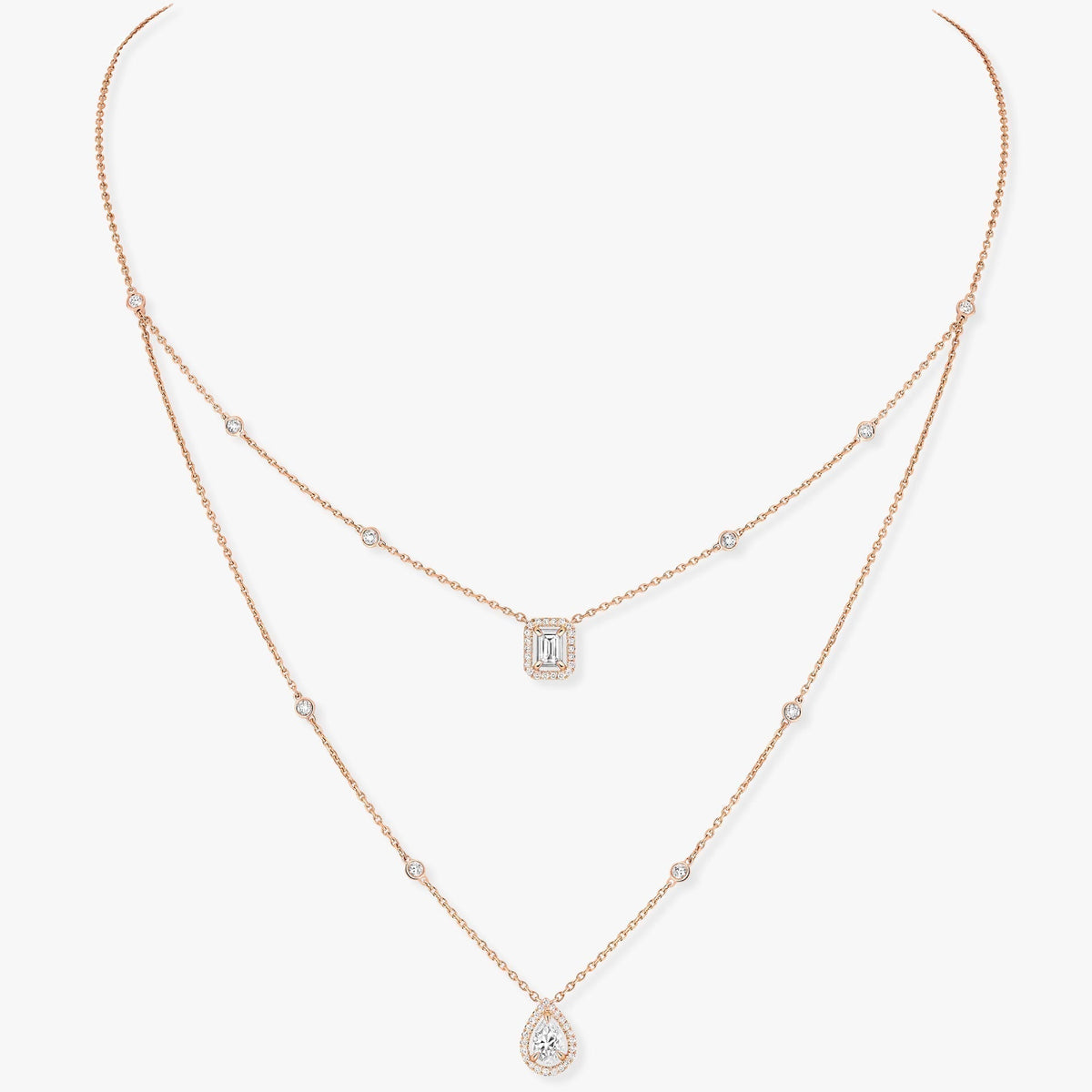 [⭐Maelin]MY TWIN 2 ROW DIAMOND NECKLACE