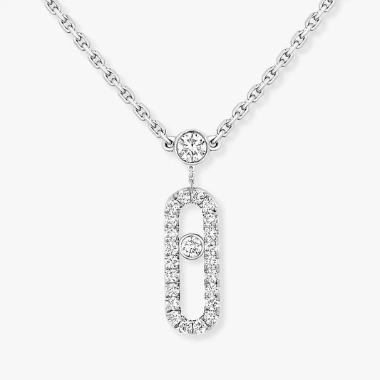 [⭐Maelin]2 Rows Rose Gold Diamond Pave_ Necklace Move Uno